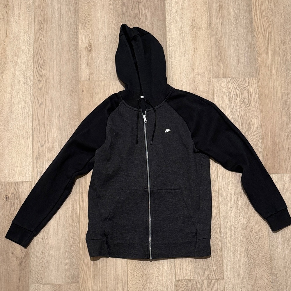 Nike Men's Black and Gray Zip-Up Hoodie